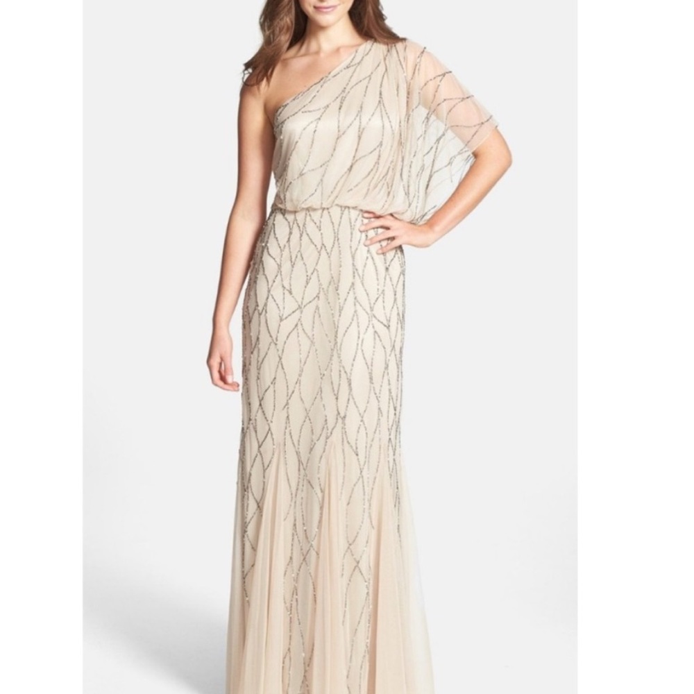 Adrianna Papell one shoulder gown